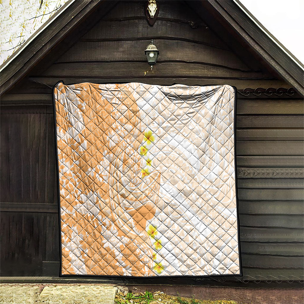 Orange Hawaii Shark Tattoo Quilt Puakenikeni Lei Plumeria Polynesian Pattern