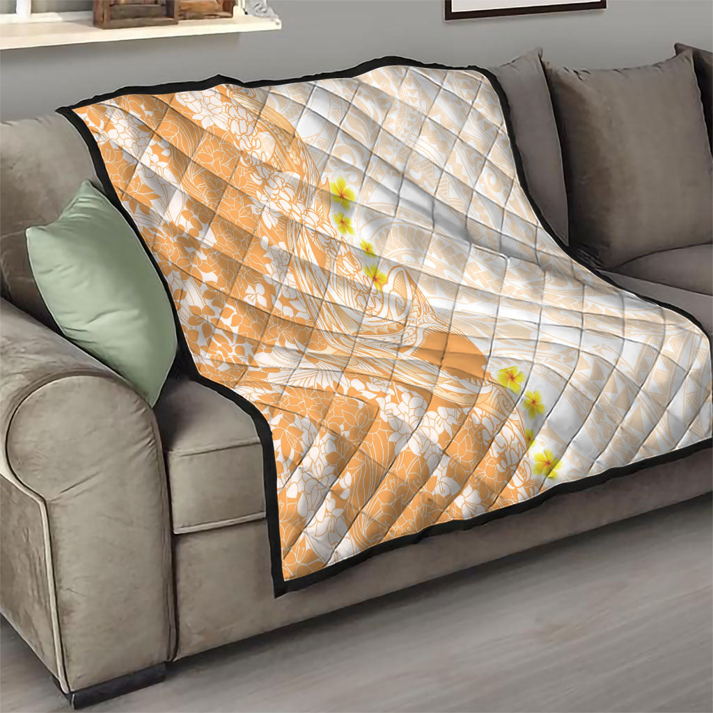 Orange Hawaii Shark Tattoo Quilt Puakenikeni Lei Plumeria Polynesian Pattern