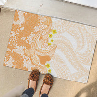 Orange Hawaii Shark Tattoo Rubber Doormat Puakenikeni Lei Plumeria Polynesian Pattern