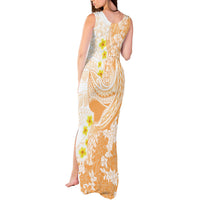 Orange Hawaii Shark Tattoo Tank Maxi Dress Puakenikeni Lei Plumeria Polynesian Pattern