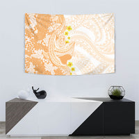 Orange Hawaii Shark Tattoo Tapestry Puakenikeni Lei Plumeria Polynesian Pattern