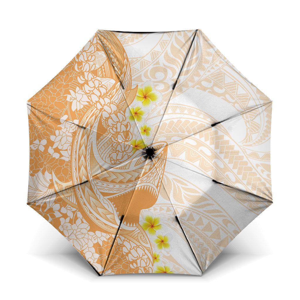 Orange Hawaii Shark Tattoo Umbrella Puakenikeni Lei Plumeria Polynesian Pattern