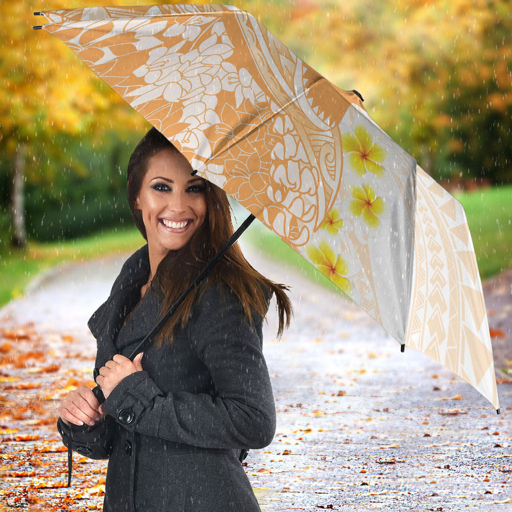 Orange Hawaii Shark Tattoo Umbrella Puakenikeni Lei Plumeria Polynesian Pattern