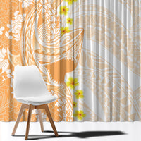 Orange Hawaii Shark Tattoo Window Curtain Puakenikeni Lei Plumeria Polynesian Pattern