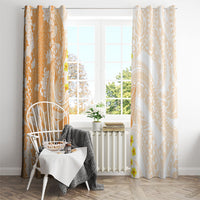 Orange Hawaii Shark Tattoo Window Curtain Puakenikeni Lei Plumeria Polynesian Pattern