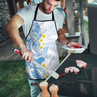 Blue Hawaii Shark Tattoo Apron Puakenikeni Lei Plumeria Polynesian Pattern