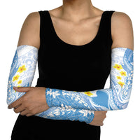 Blue Hawaii Shark Tattoo Arm Sleeves Puakenikeni Lei Plumeria Polynesian Pattern