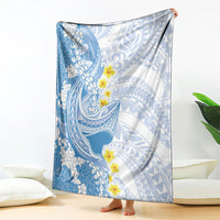 Blue Hawaii Shark Tattoo Blanket Puakenikeni Lei Plumeria Polynesian Pattern