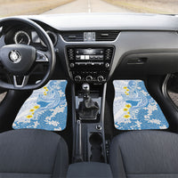 Blue Hawaii Shark Tattoo Car Mats Puakenikeni Lei Plumeria Polynesian Pattern