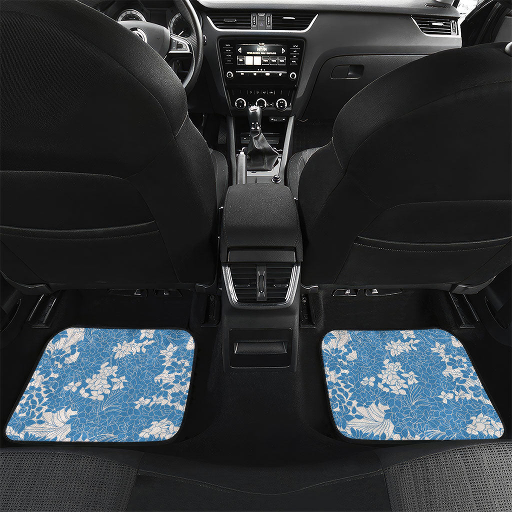 Blue Hawaii Shark Tattoo Car Mats Puakenikeni Lei Plumeria Polynesian Pattern