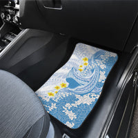 Blue Hawaii Shark Tattoo Car Mats Puakenikeni Lei Plumeria Polynesian Pattern