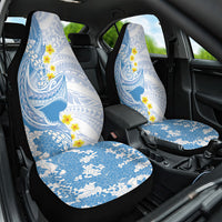Blue Hawaii Shark Tattoo Car Seat Cover Puakenikeni Lei Plumeria Polynesian Pattern