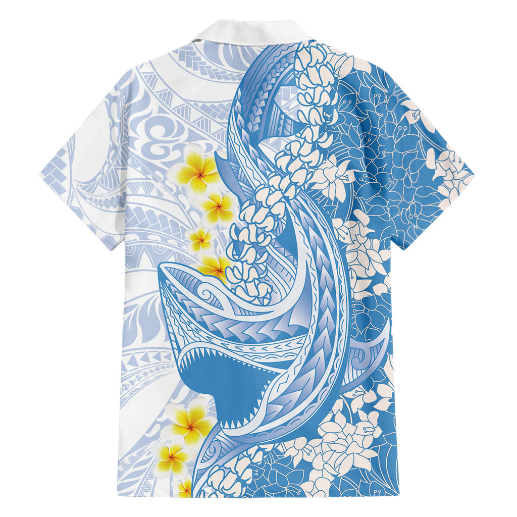 Blue Hawaii Shark Tattoo Family Matching Mermaid Dress and Hawaiian Shirt Puakenikeni Lei Plumeria Polynesian Pattern