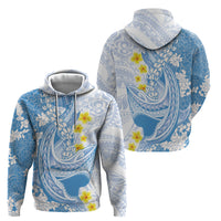 Blue Hawaii Shark Tattoo Hoodie Puakenikeni Lei Plumeria Polynesian Pattern