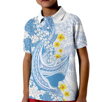 Blue Hawaii Shark Tattoo Kid Polo Shirt Puakenikeni Lei Plumeria Polynesian Pattern