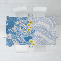 Blue Hawaii Shark Tattoo Tablecloth Puakenikeni Lei Plumeria Polynesian Pattern