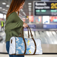 Blue Hawaii Shark Tattoo Travel Bag Puakenikeni Lei Plumeria Polynesian Pattern
