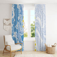 Blue Hawaii Shark Tattoo Window Curtain Puakenikeni Lei Plumeria Polynesian Pattern LT14 - Polynesian Pride