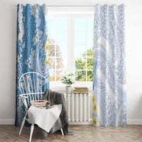 Blue Hawaii Shark Tattoo Window Curtain Puakenikeni Lei Plumeria Polynesian Pattern LT14 - Polynesian Pride