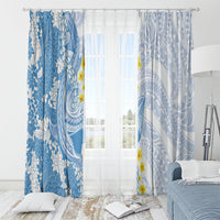 Blue Hawaii Shark Tattoo Window Curtain Puakenikeni Lei Plumeria Polynesian Pattern LT14 - Polynesian Pride