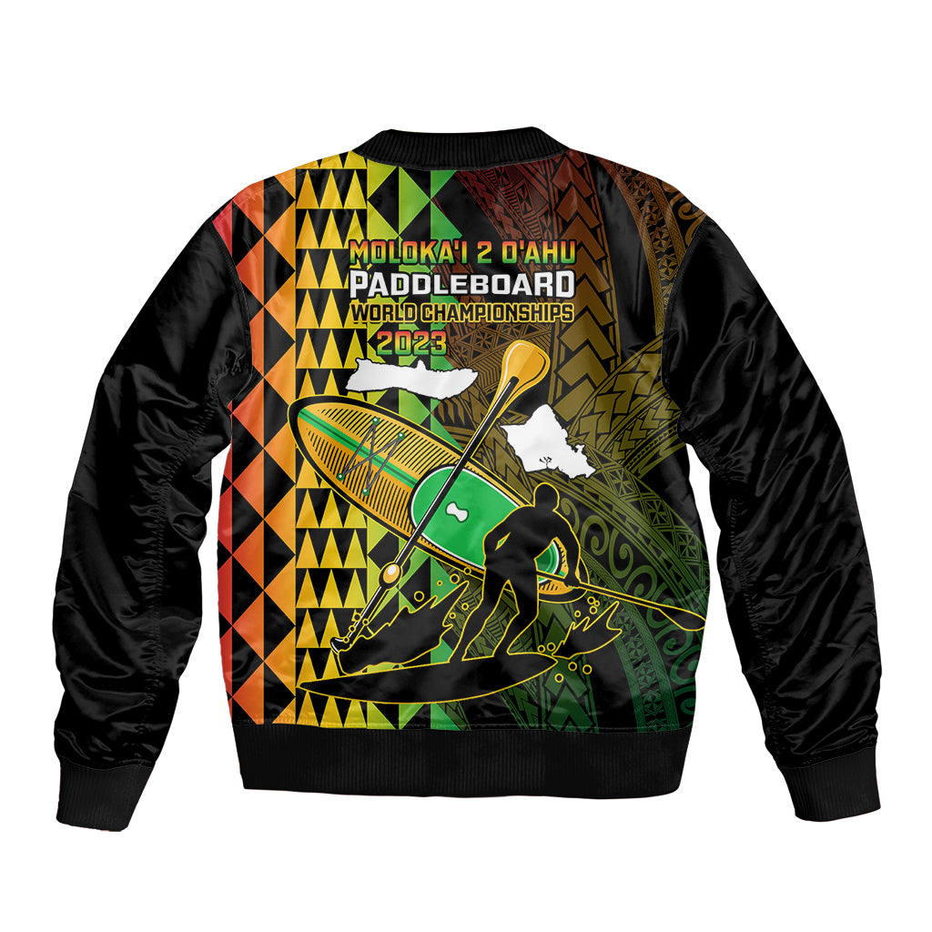 Paddle Board Hawaii Bomber Jacket Molokai 2 Oahu World Championships Kakau Pattern LT14 - Polynesian Pride