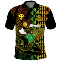 Paddle Board Hawaii Polo Shirt Molokai 2 Oahu World Championships Kakau Pattern LT14 Black - Polynesian Pride