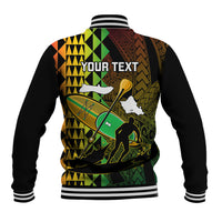 Personalised Paddle Board Hawaii Baseball Jacket Molokai 2 Oahu World Championships Kakau Pattern LT14 - Polynesian Pride