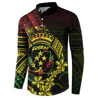 Reggae Kosrae Liberation Day Button Sweatshirt September 8 Polynesian Tattoo - Polynesian Pride