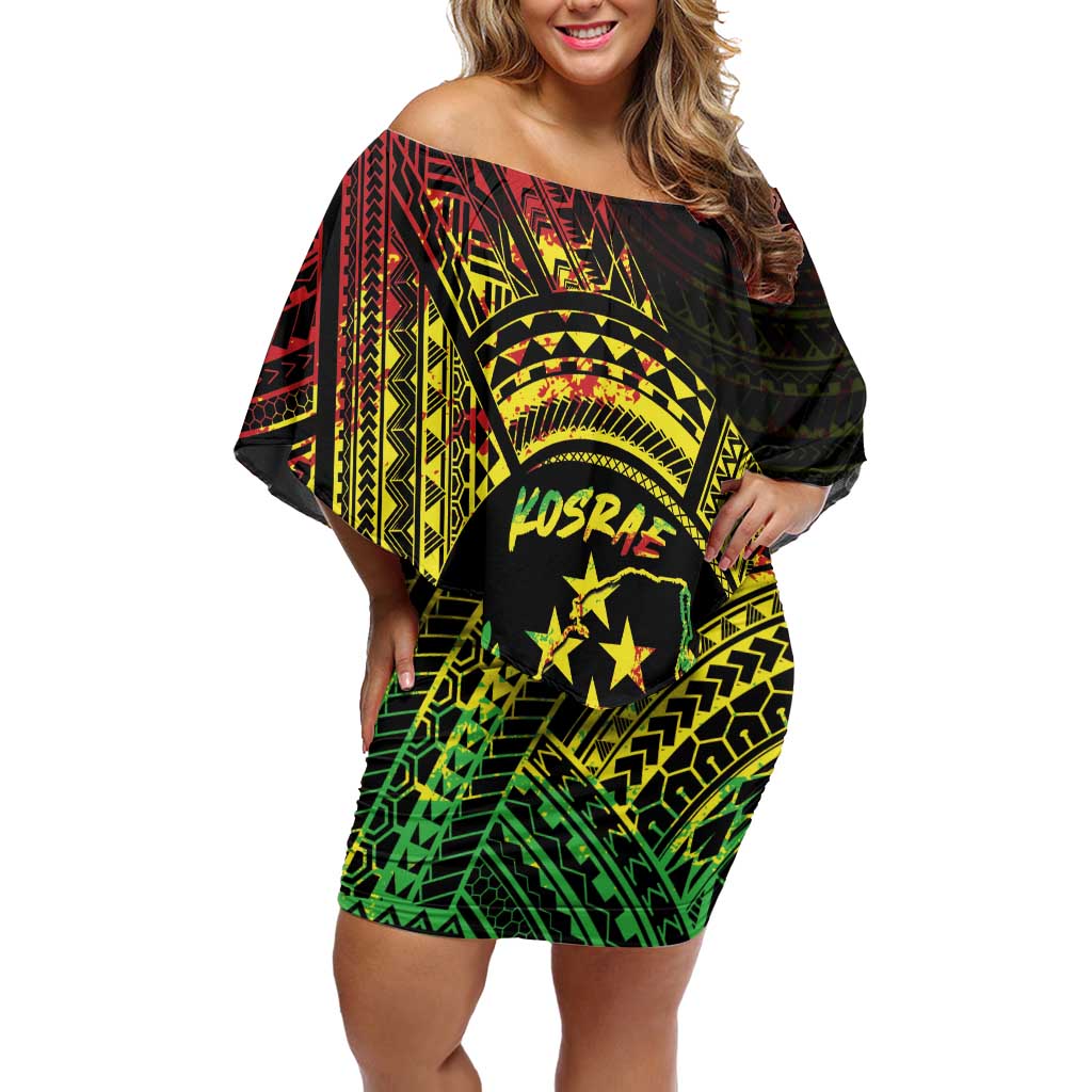 Reggae Kosrae Liberation Day Family Matching Off Shoulder Short Dress and Hawaiian Shirt September 8 Polynesian Tattoo - Polynesian Pride