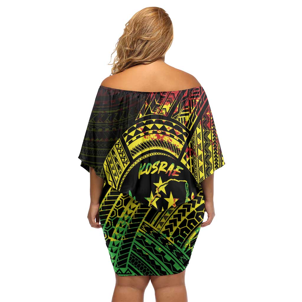 Reggae Kosrae Liberation Day Family Matching Off Shoulder Short Dress and Hawaiian Shirt September 8 Polynesian Tattoo - Polynesian Pride
