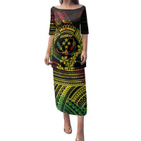 Reggae Kosrae Liberation Day Family Matching Puletasi and Hawaiian Shirt September 8 Polynesian Tattoo - undefined