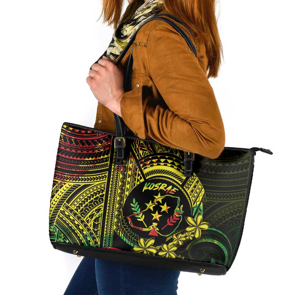 Reggae Kosrae Liberation Day Leather Tote Bag September 8 Polynesian Tattoo - Polynesian Pride