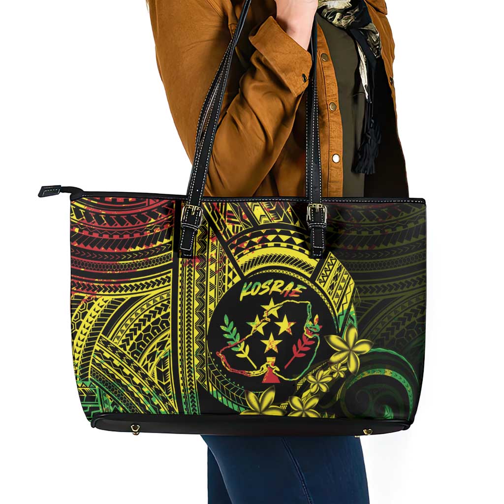 Reggae Kosrae Liberation Day Leather Tote Bag September 8 Polynesian Tattoo - Polynesian Pride