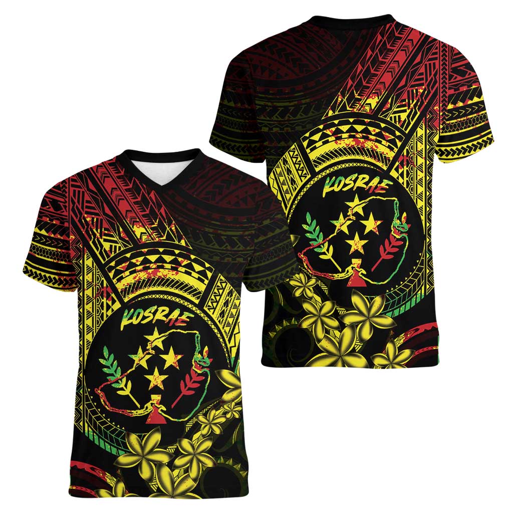 Reggae Kosrae Liberation Day Women V-Neck T-Shirt September 8 Polynesian Tattoo - Polynesian Pride