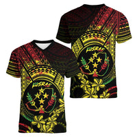 Reggae Kosrae Liberation Day Women V-Neck T-Shirt September 8 Polynesian Tattoo - Polynesian Pride