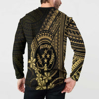 Gold Kosrae Liberation Day Button Sweatshirt September 8 Polynesian Tattoo - Polynesian Pride