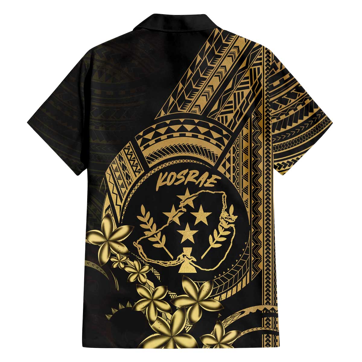 Gold Kosrae Liberation Day Family Matching Off The Shoulder Long Sleeve Dress and Hawaiian Shirt September 8 Polynesian Tattoo - Polynesian Pride