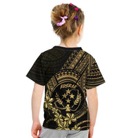 Gold Kosrae Liberation Day Kid T Shirt September 8 Polynesian Tattoo - Polynesian Pride