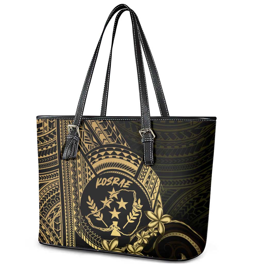 Gold Kosrae Liberation Day Leather Tote Bag September 8 Polynesian Tattoo - Polynesian Pride