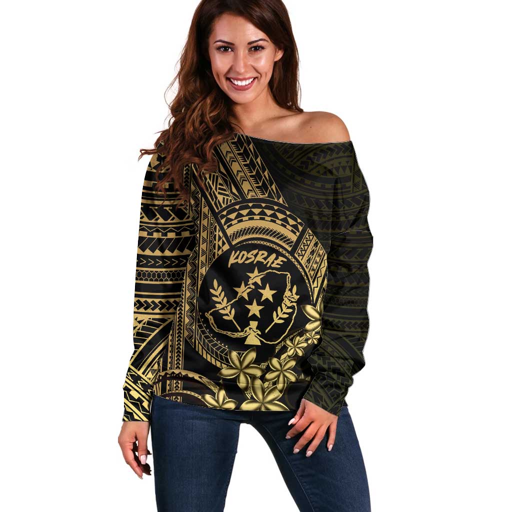Gold Kosrae Liberation Day Off Shoulder Sweater September 8 Polynesian Tattoo - Polynesian Pride