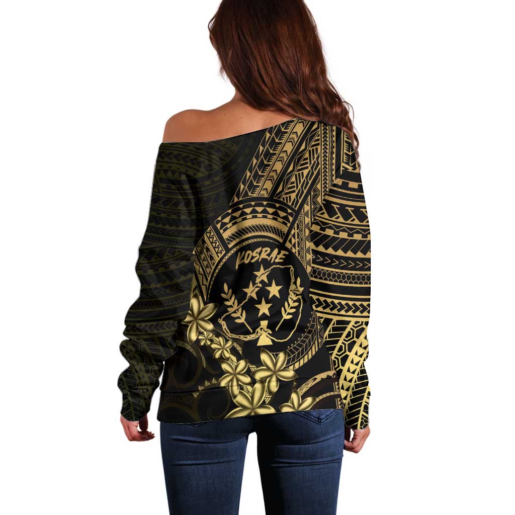 Gold Kosrae Liberation Day Off Shoulder Sweater September 8 Polynesian Tattoo - Polynesian Pride