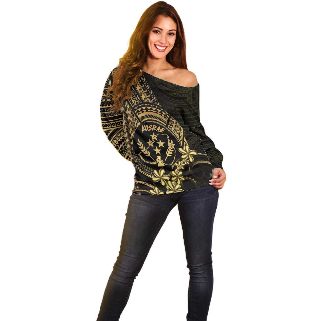 Gold Kosrae Liberation Day Off Shoulder Sweater September 8 Polynesian Tattoo - Polynesian Pride