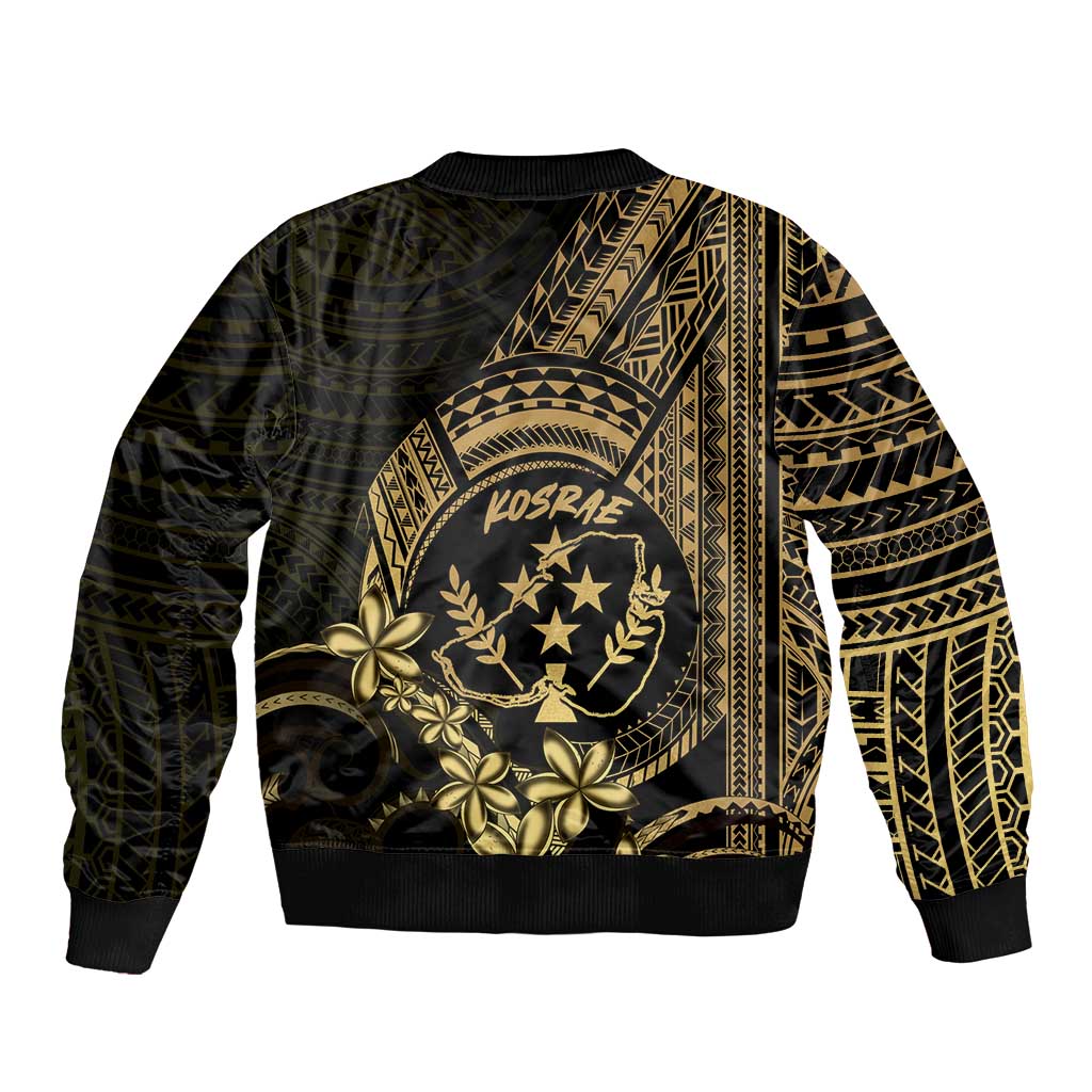 Gold Kosrae Liberation Day Sleeve Zip Bomber Jacket September 8 Polynesian Tattoo - Polynesian Pride