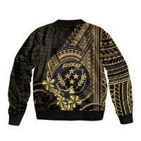 Gold Kosrae Liberation Day Sleeve Zip Bomber Jacket September 8 Polynesian Tattoo - Polynesian Pride