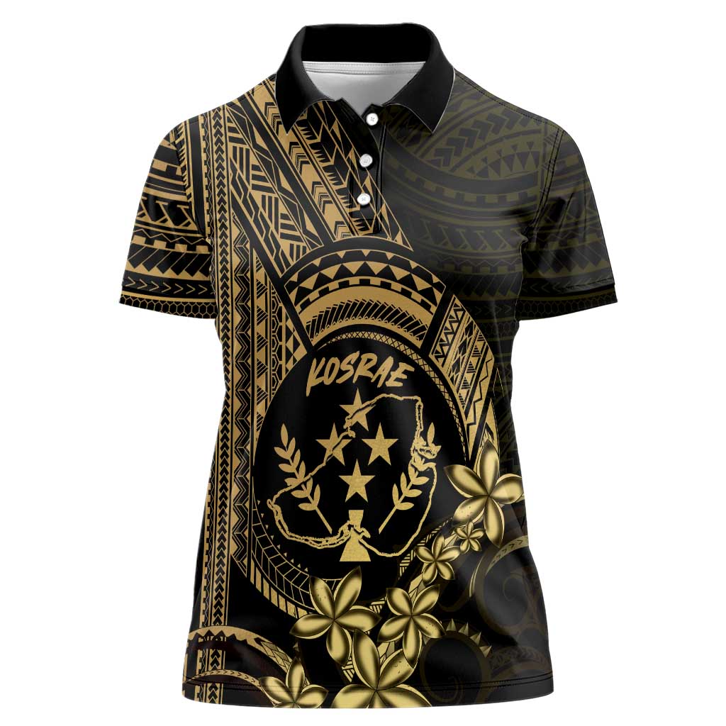 Gold Kosrae Liberation Day Women Polo Shirt September 8 Polynesian Tattoo - Polynesian Pride