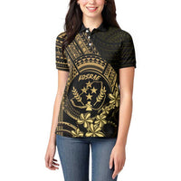 Gold Kosrae Liberation Day Women Polo Shirt September 8 Polynesian Tattoo - Polynesian Pride