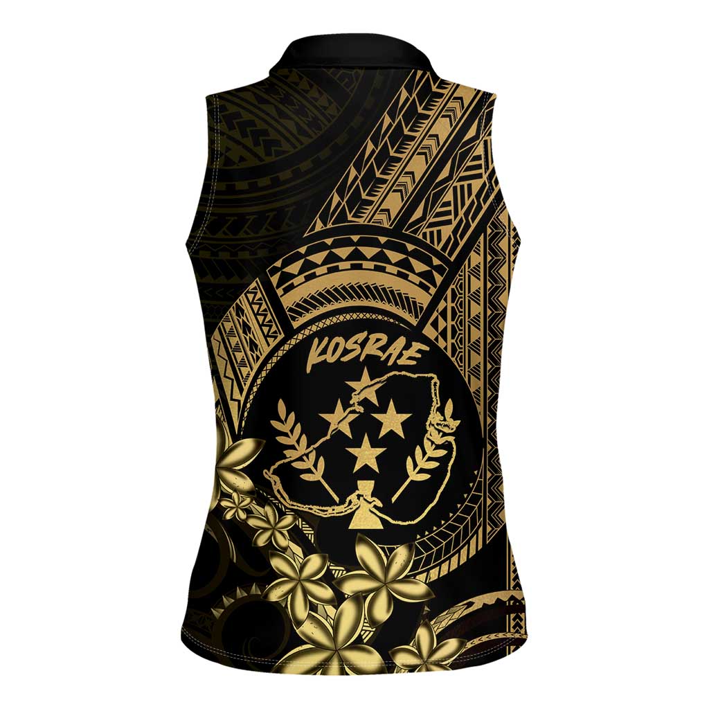 Gold Kosrae Liberation Day Women Sleeveless Polo Shirt September 8 Polynesian Tattoo - Polynesian Pride