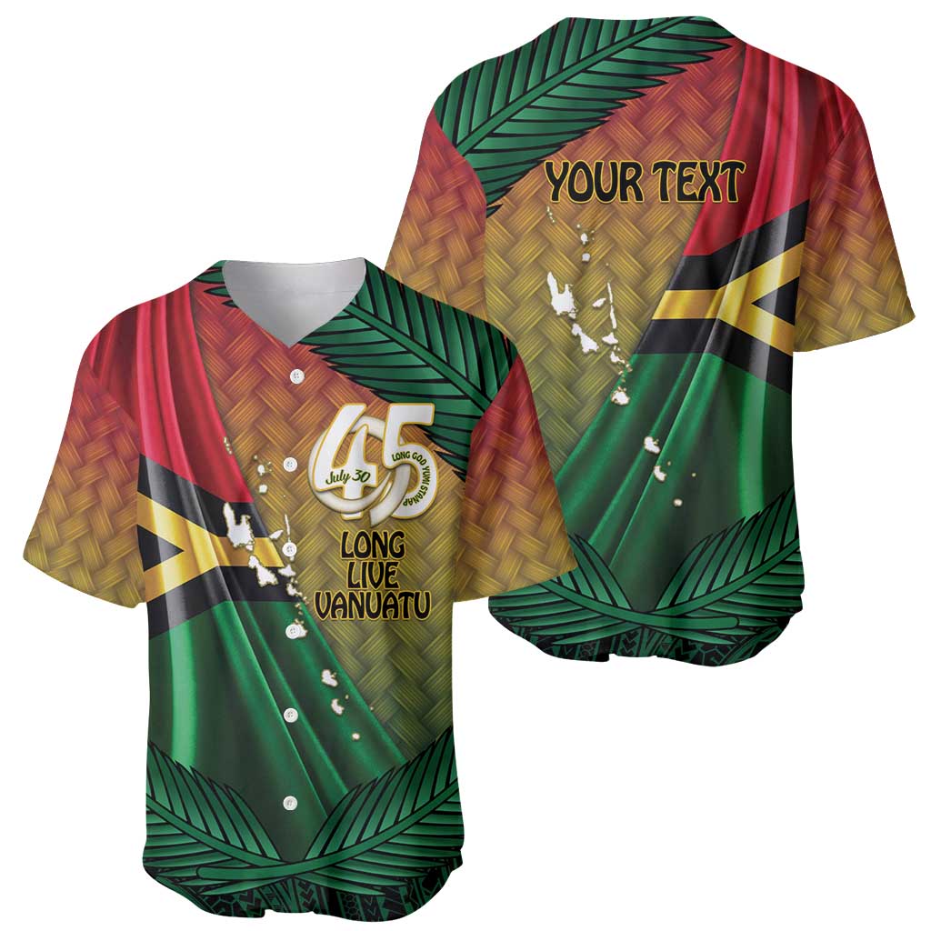 Personalised Long Live Vanuatu Independence Day Baseball Jersey 45th Anniversary Woven Pattern - Polynesian Pride