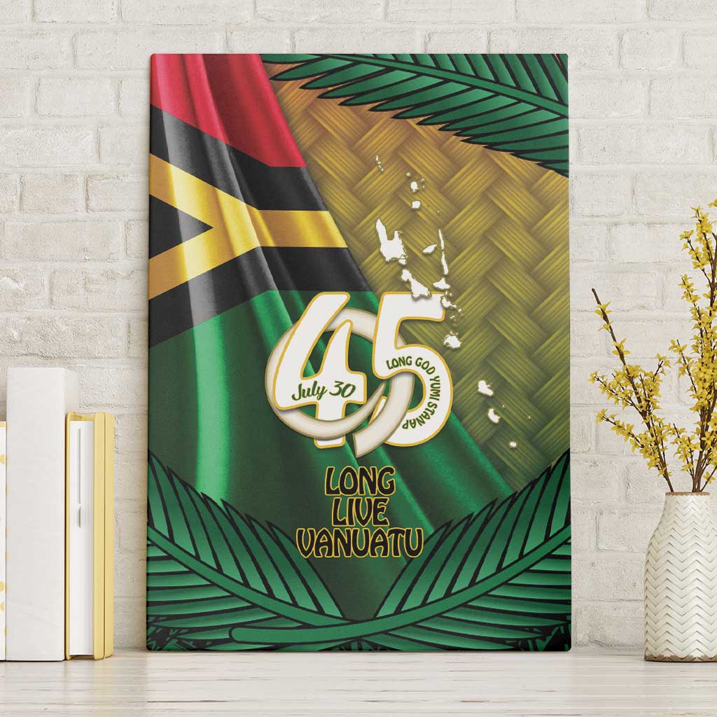 Long Live Vanuatu Independence Day Canvas Wall Art 45th Anniversary Woven Pattern - Polynesian Pride