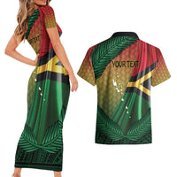Personalised Long Live Vanuatu Independence Day Couples Matching Short Sleeve Bodycon Dress and Hawaiian Shirt 45th Anniversary Woven Pattern - Polynesian Pride